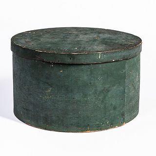 Large Green-painted Round Pantry Box