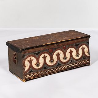 Pine Carved and Painted Sea Chest