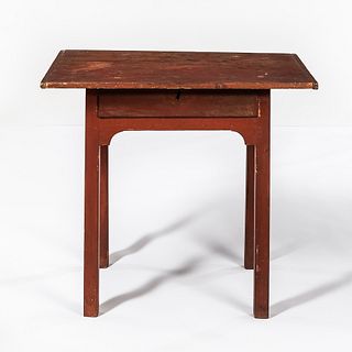 Red-Painted Writing Table with Drawer