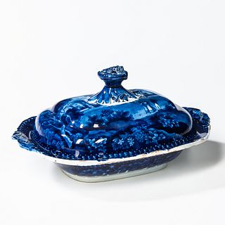Staffordshire Transfer Decorated "Highbury College, London" Covered Serving Dish