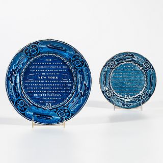 Two Staffordshire Transfer Decorated Historical Blue Plates