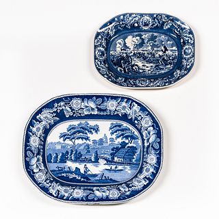 Two Staffordshire Transfer Decorated Platters