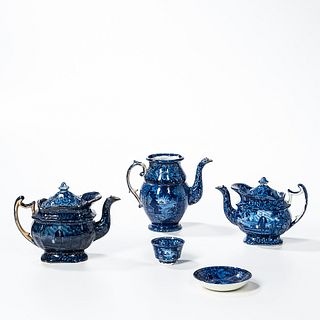 Four Staffordshire Transfer Decorated Historical Blue Table Items