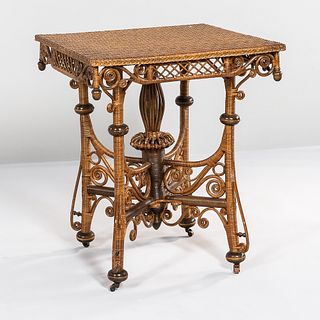 Wicker and Wood Center Table