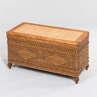 Wicker and Wood Clothes Hamper