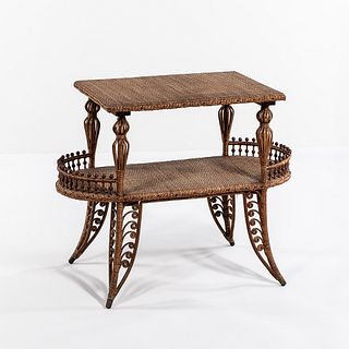 Two-Tiered Wicker Side Table