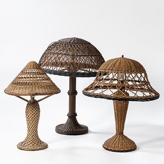 Three Wicker Table Lamps