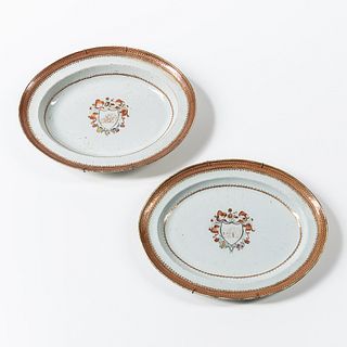Pair of Armorial Export Porcelain Platters