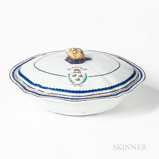 Armorial Export Porcelain Covered Vegetable Dish