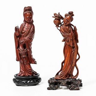 Two Carved Boxwood Figures