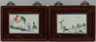Pair of Framed Chinese Porcelain Plaques