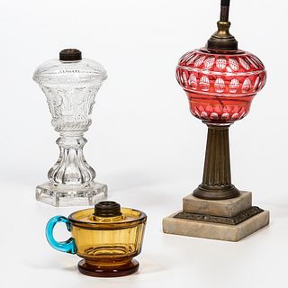 Three 19th Century Glass Lamps