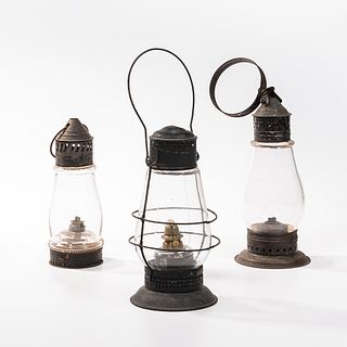 Three Tin and Glass Lanterns