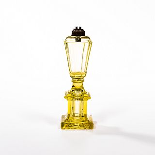Canary Yellow Sandwich Glass Whale Oil Lamp