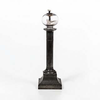 Tin Column Candlestick with Peg Lamp