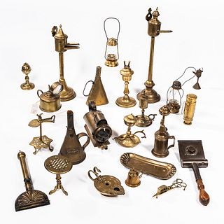 Twenty-three Mostly Brass Lighting Items