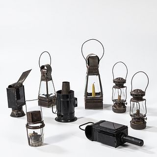 Eight Tin Lanterns and Lamps