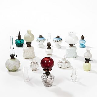 Eleven Miniature Glass Lamps