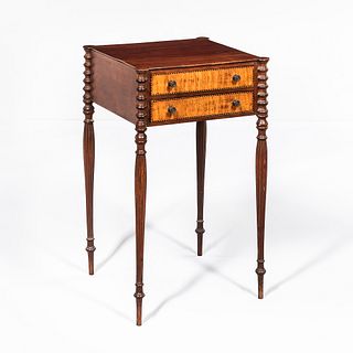 Federal Style Bench-made Mahogany Inlaid Work Table