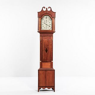 Federal Cherry Inlaid Tall Case Clock