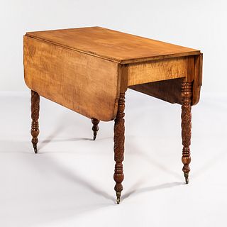 Classical Tiger Maple and Cherry Drop Leaf Table