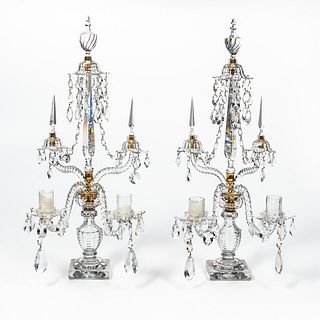 Pair of Crystal and Gilt-brass Candelabras