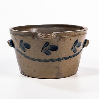 Pennsylvania Cobalt Decorated Stoneware Mixing Bowl