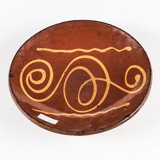 Slip Decorated Redware Plate