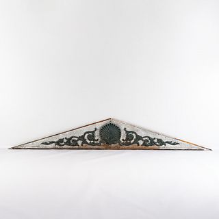Carved and Painted Architectural Pediment Panel
