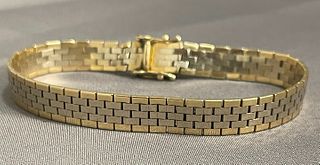 14k Gold Two Toned Women's Bracelet Made In Italy