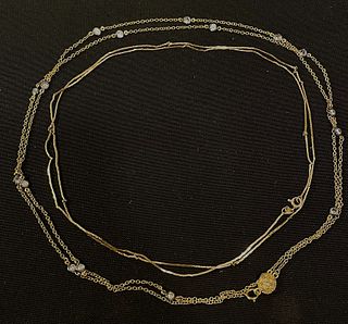 Two 14k Gold Chain Necklaces Made in Italy