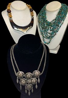 3 Vintage Necklaces Turquoise Art Deco 