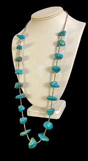 Native American Turquoise Sterling Fetish Necklace 