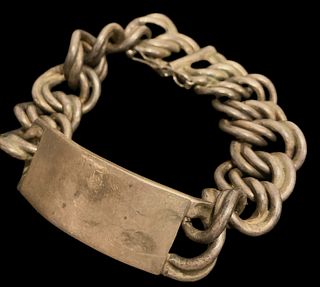 Early 20th C Mexican 980 Silver Military ID Bracelet 