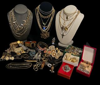 Large Collection Women's Articles Some 10k Gold Sterling Silver Necklaces Bracelets Earrings