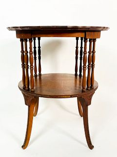 Antique/English  2 Tier Center Table with scalloped Top