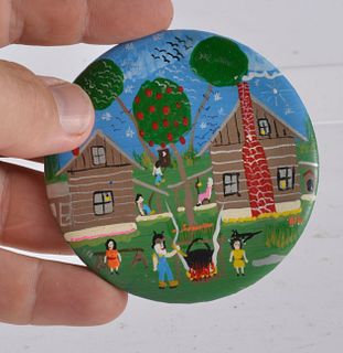 miniature painted button by Ron Causey Jr