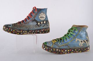 Sam The Dot Man Painted Vintage Converse Shoes