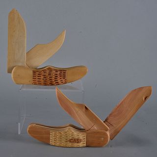 Folk Art Wooden Case Pocket Knives