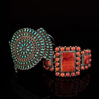 Pair of Bracelets: Zuni Bracelet, 1940 + Dine [Navajo] Bracelet 1990 - 2000