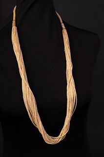 Attrib. Charles Loloma, Thirty Strand Heishi Necklace with Gold Accents, 1975