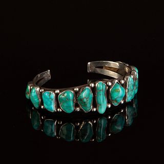 Morris Robinson, Turquoise and Silver Roll Bracelet, ca. 1970s