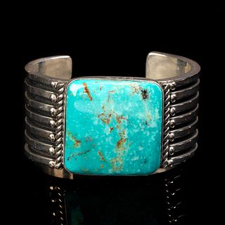 Albert Lee, Silver and Turquoise Bracelet, ca. 1990