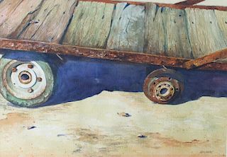 Signed Watercolor of Antique Wagon