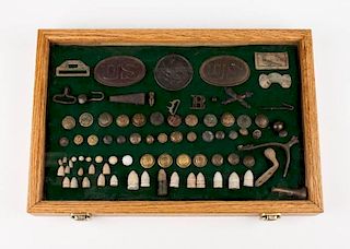 Collection of Civil War battlefield artifacts