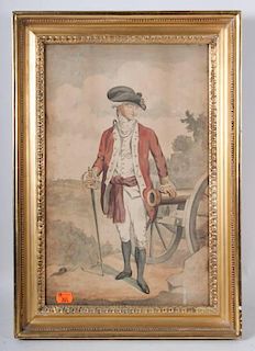 British School, Military Officer, watercolor