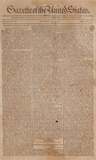 American newspaper, New York, dated 1790