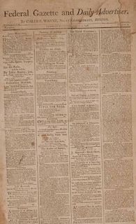 American newspaper, Boston, dated 1798