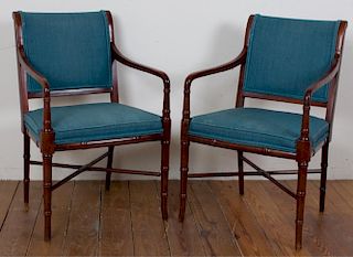 Hickory Chair Co. Mahogany Armchairs, Pair