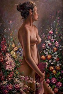 Del Pontes Oil on Canvas Nude